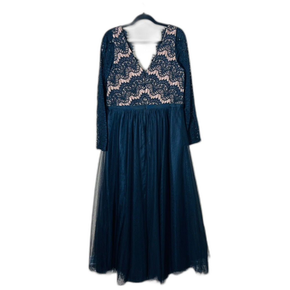 NWT City Chic Womens Plus Black Lace Netted Skirt Evening Formal Gown 16